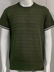 Men's round neck short sleeve slim fit knitted T-shirt - 808Lush