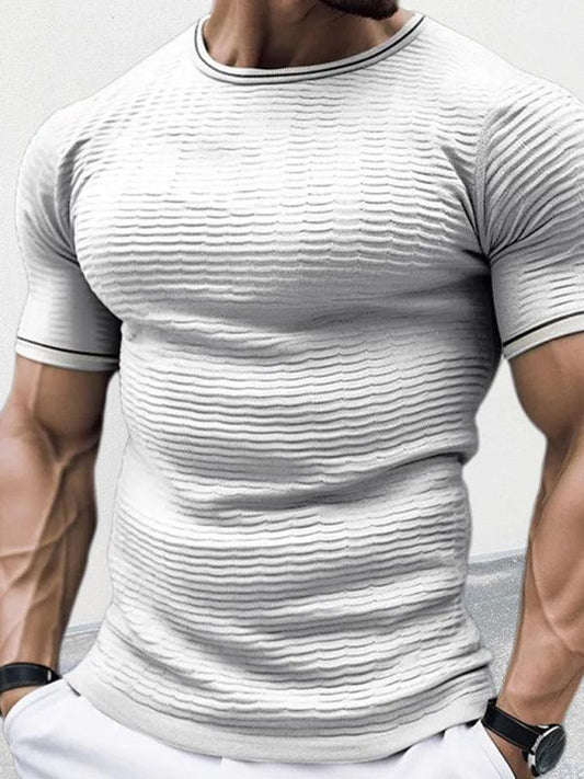Men's round neck short sleeve slim fit knitted T-shirt - 808Lush