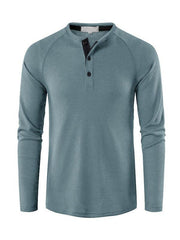 Men's solid-color basic button-down long-sleeve T-shirt - 808Lush