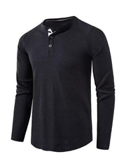 Men's solid-color basic button-down long-sleeve T-shirt - 808Lush