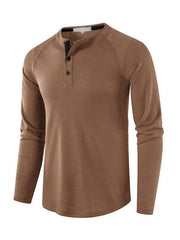 Men's solid-color basic button-down long-sleeve T-shirt - 808Lush