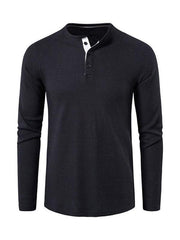 Men's solid-color basic button-down long-sleeve T-shirt - 808Lush