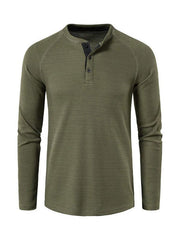 Men's solid-color basic button-down long-sleeve T-shirt - 808Lush