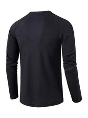 Men's solid-color basic button-down long-sleeve T-shirt - 808Lush