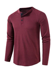 Men's solid-color basic button-down long-sleeve T-shirt - 808Lush