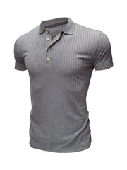 Men's solid-color button-down short-sleeve polo shirt - 808Lush