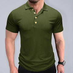 Men's solid-color button-down short-sleeve polo shirt - 808Lush