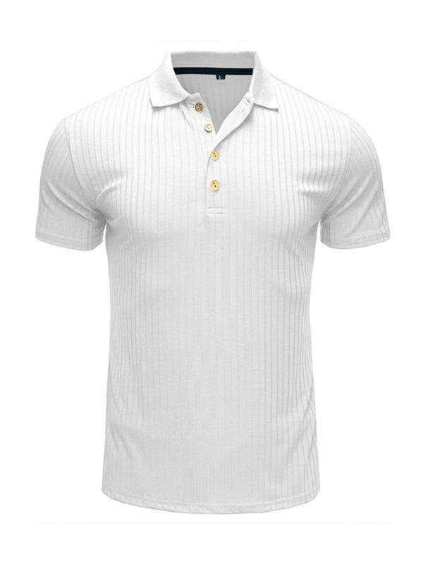 Men's solid-color button-down short-sleeve polo shirt - 808Lush