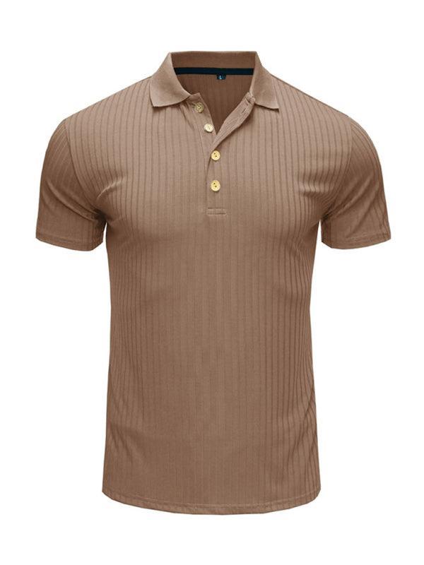 Men's solid-color button-down short-sleeve polo shirt - 808Lush