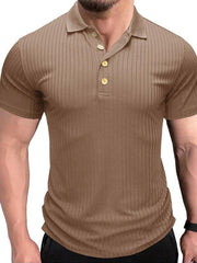 Men's solid-color button-down short-sleeve polo shirt - 808Lush