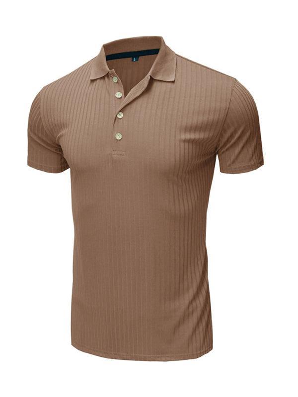 Men's solid-color button-down short-sleeve polo shirt - 808Lush