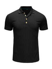 Men's solid-color button-down short-sleeve polo shirt - 808Lush