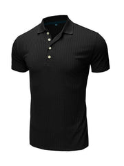 Men's solid-color button-down short-sleeve polo shirt - 808Lush