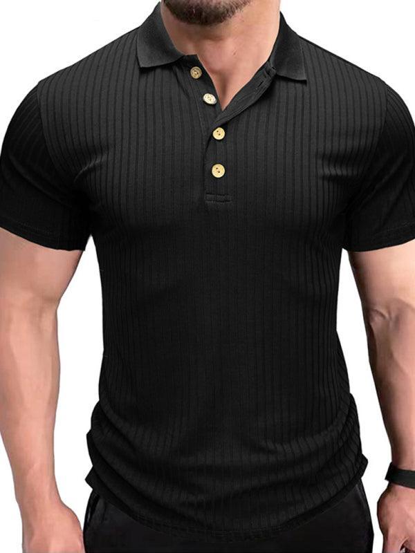 Men's solid-color button-down short-sleeve polo shirt - 808Lush