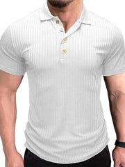 Men's solid-color button-down short-sleeve polo shirt - 808Lush