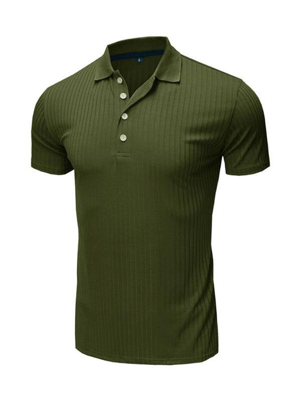 Men's solid-color button-down short-sleeve polo shirt - 808Lush