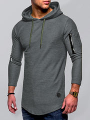 Men's solid color hooded casual long-sleeve T-shirt - 808Lush