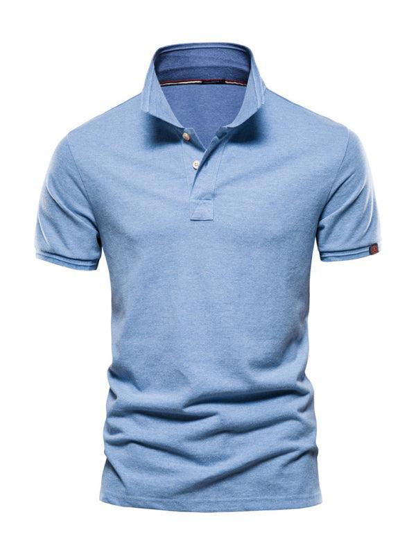 Men's solid color lapel casual short-sleeved POLO shirt - 808Lush