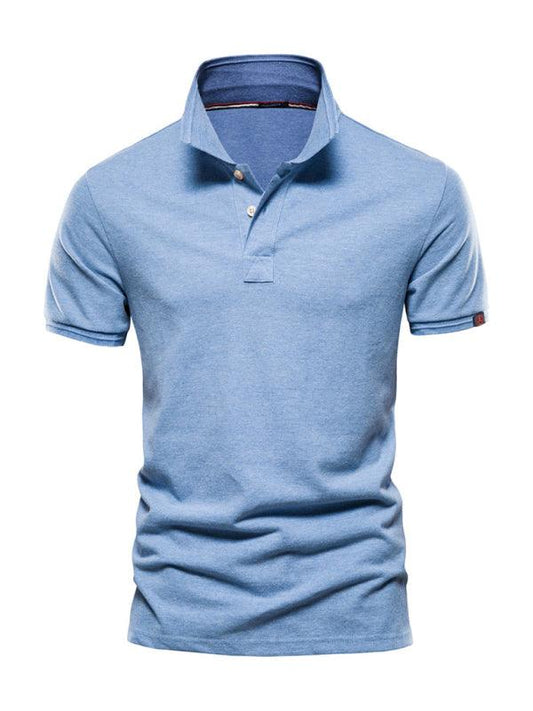 Men's solid color lapel casual short-sleeved POLO shirt - 808Lush