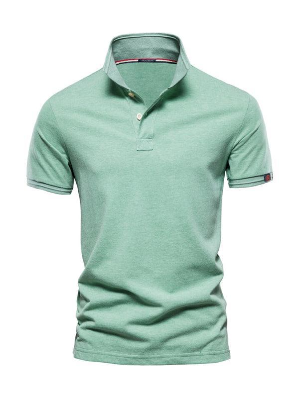 Men's solid color lapel casual short-sleeved POLO shirt - 808Lush