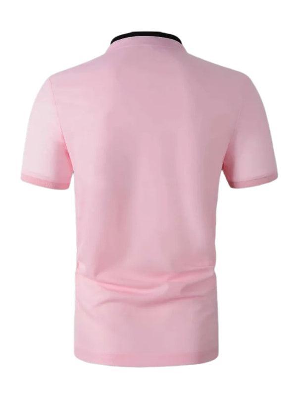 Men's solid color short -sleeved stand -up neck knitted POLO shirt - 808Lush