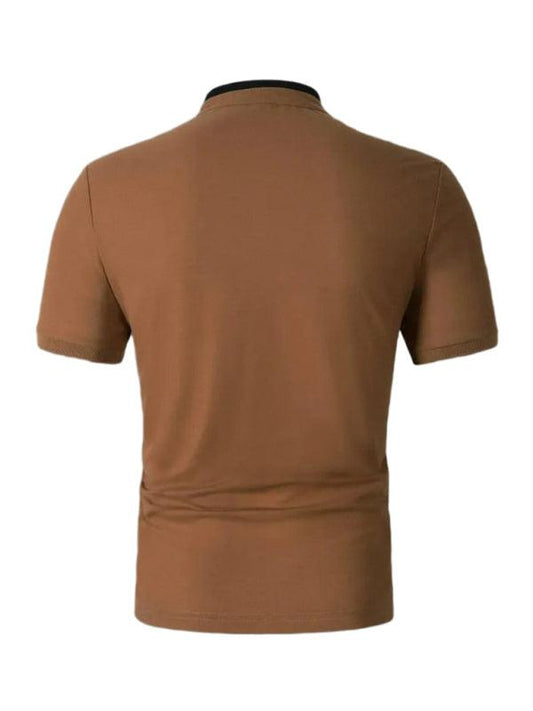 Men's solid color short -sleeved stand -up neck knitted POLO shirt - 808Lush