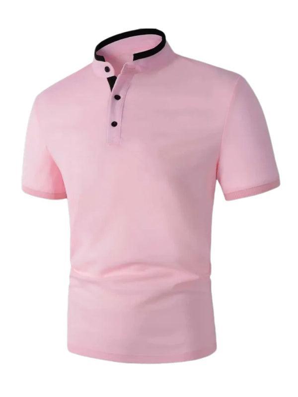 Men's solid color short -sleeved stand -up neck knitted POLO shirt - 808Lush