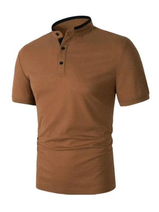 Men's solid color short -sleeved stand -up neck knitted POLO shirt - 808Lush