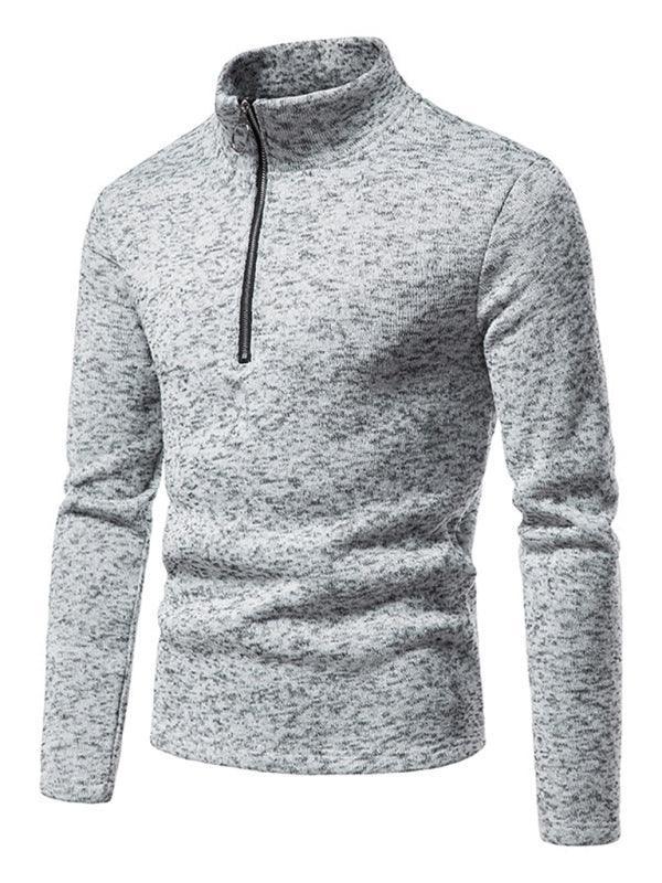 Men's solid color turtleneck zipper long sleeve sweatshirt - 808Lush