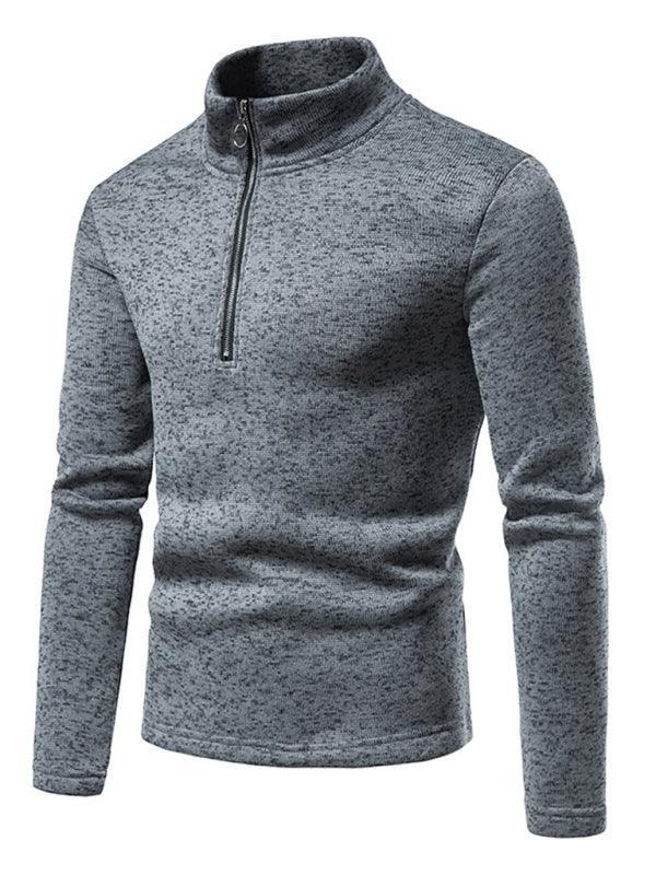 Men's solid color turtleneck zipper long sleeve sweatshirt - 808Lush