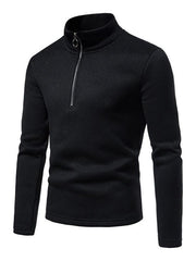 Men's solid color turtleneck zipper long sleeve sweatshirt - 808Lush