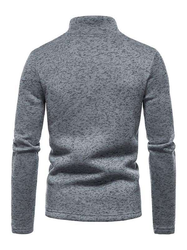 Men's solid color turtleneck zipper long sleeve sweatshirt - 808Lush