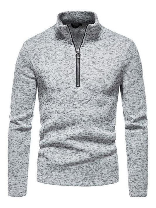 Men's solid color turtleneck zipper long sleeve sweatshirt - 808Lush