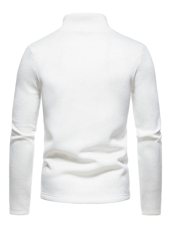 Men's solid color turtleneck zipper long sleeve sweatshirt - 808Lush