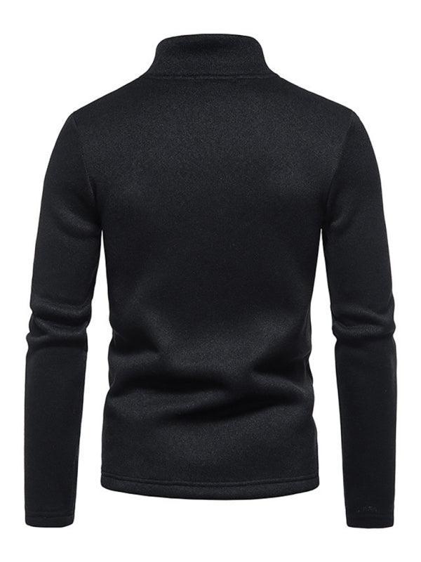 Men's solid color turtleneck zipper long sleeve sweatshirt - 808Lush