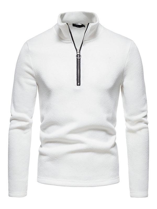 Men's solid color turtleneck zipper long sleeve sweatshirt - 808Lush