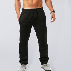 Men's solid elasticated waist loose-fitting casual pants - 808Lush