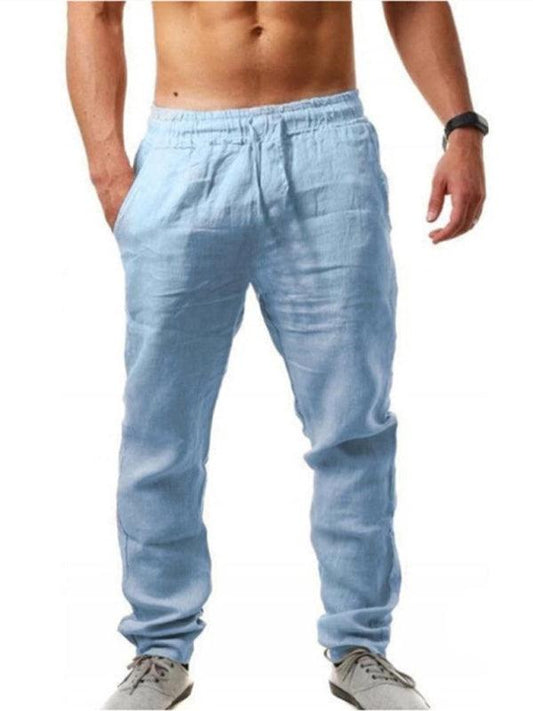 Men's solid elasticated waist loose-fitting casual pants - 808Lush