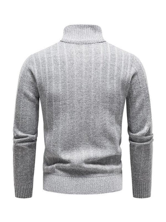 Men's stand collar zipper half cardigan sweater - 808Lush