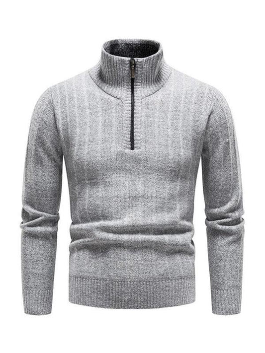 Men's stand collar zipper half cardigan sweater - 808Lush