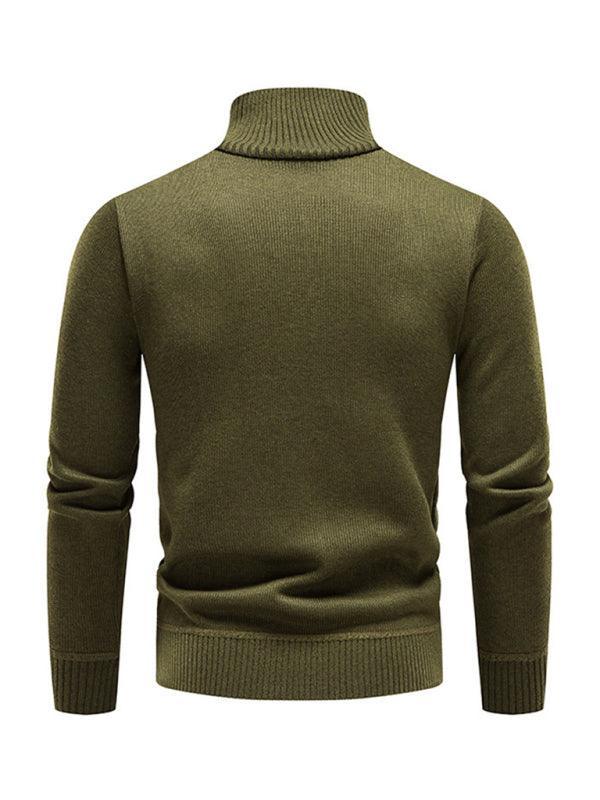 Men's stand-up collar thickened patchwork half-zip lapel sweater pullover sweater - 808Lush