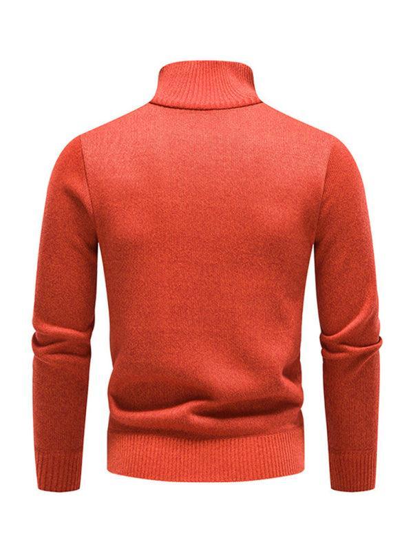 Men's stand-up collar thickened patchwork half-zip lapel sweater pullover sweater - 808Lush