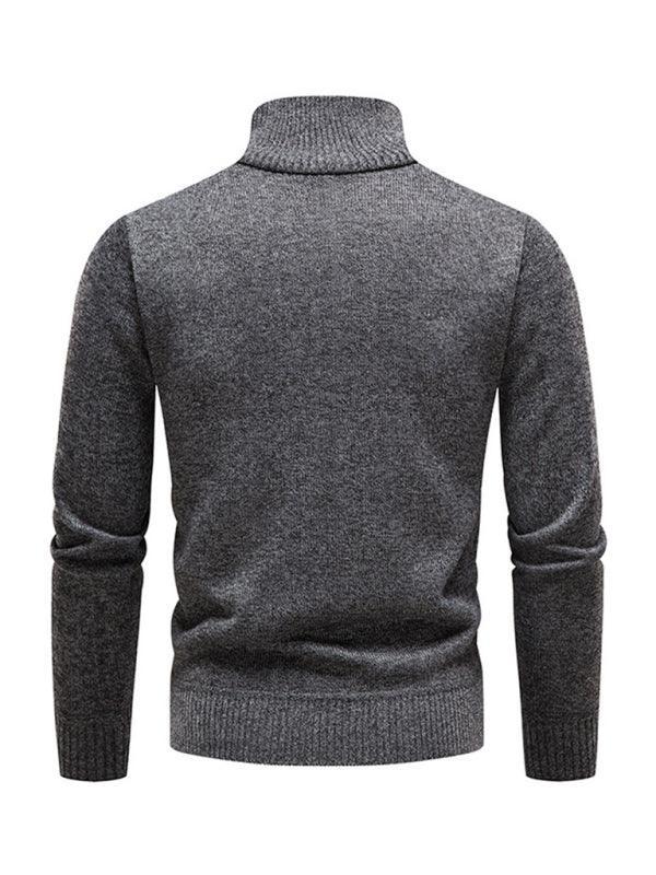 Men's stand-up collar thickened patchwork half-zip lapel sweater pullover sweater - 808Lush