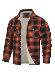 Men's thickened corduroy and velvet long-sleeved plaid patchwork jacket - 808Lush