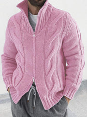 Men's turtleneck cable zipper sweater cardigan - 808Lush