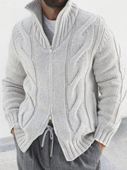 Men's turtleneck cable zipper sweater cardigan - 808Lush