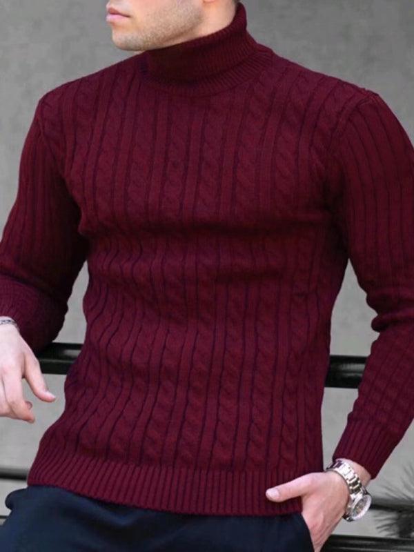 Men's turtleneck casual tight stretch sweater - 808Lush