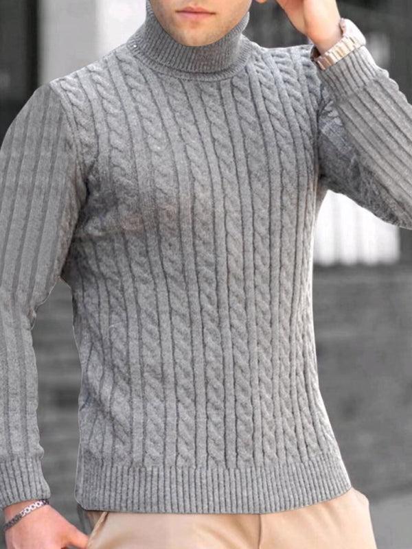 Men's turtleneck casual tight stretch sweater - 808Lush