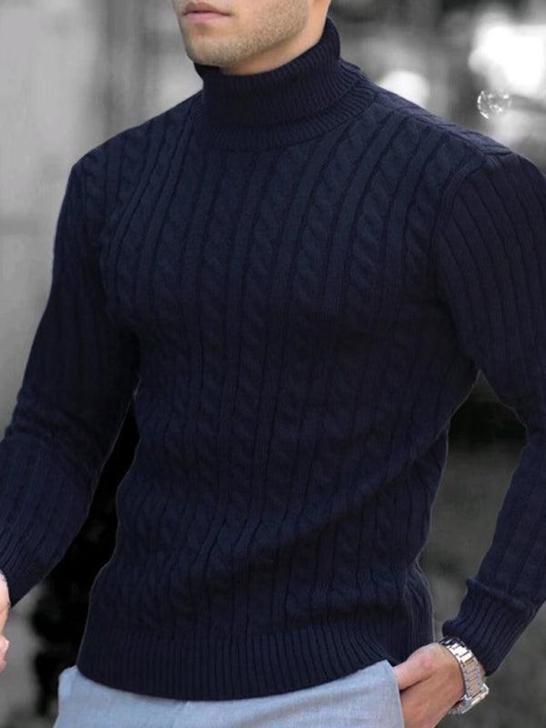 Men's turtleneck casual tight stretch sweater - 808Lush