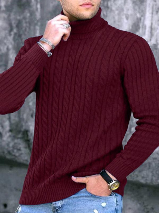 Men's turtleneck casual tight stretch sweater - 808Lush